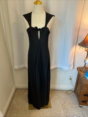 Vintage John Kloss for Cira Black nightgown with Front Tie Detail